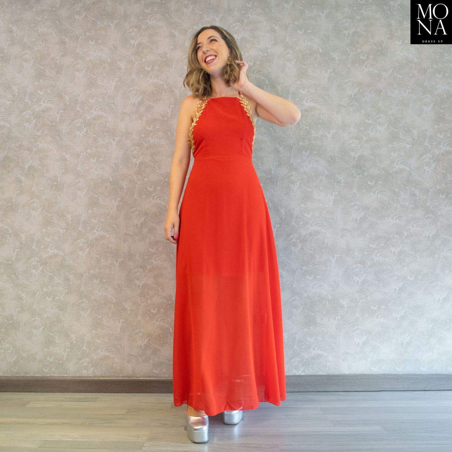 VESTIDO LARGO VIVIANA ROJO