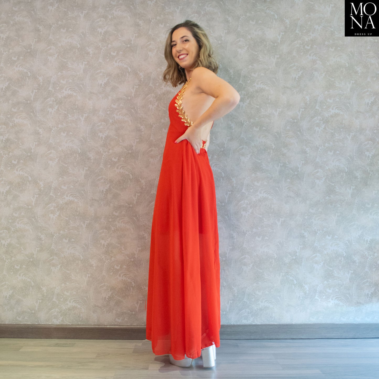 VESTIDO LARGO VIVIANA ROJO
