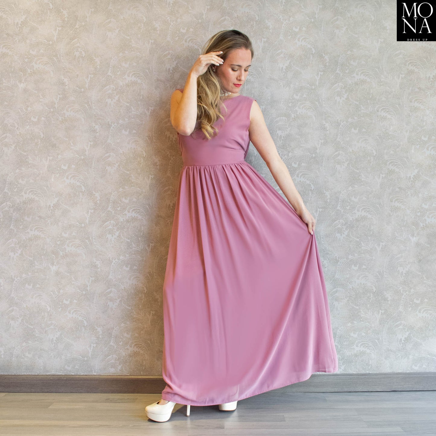 VESTIDO LARGO ABRIL ROSA
