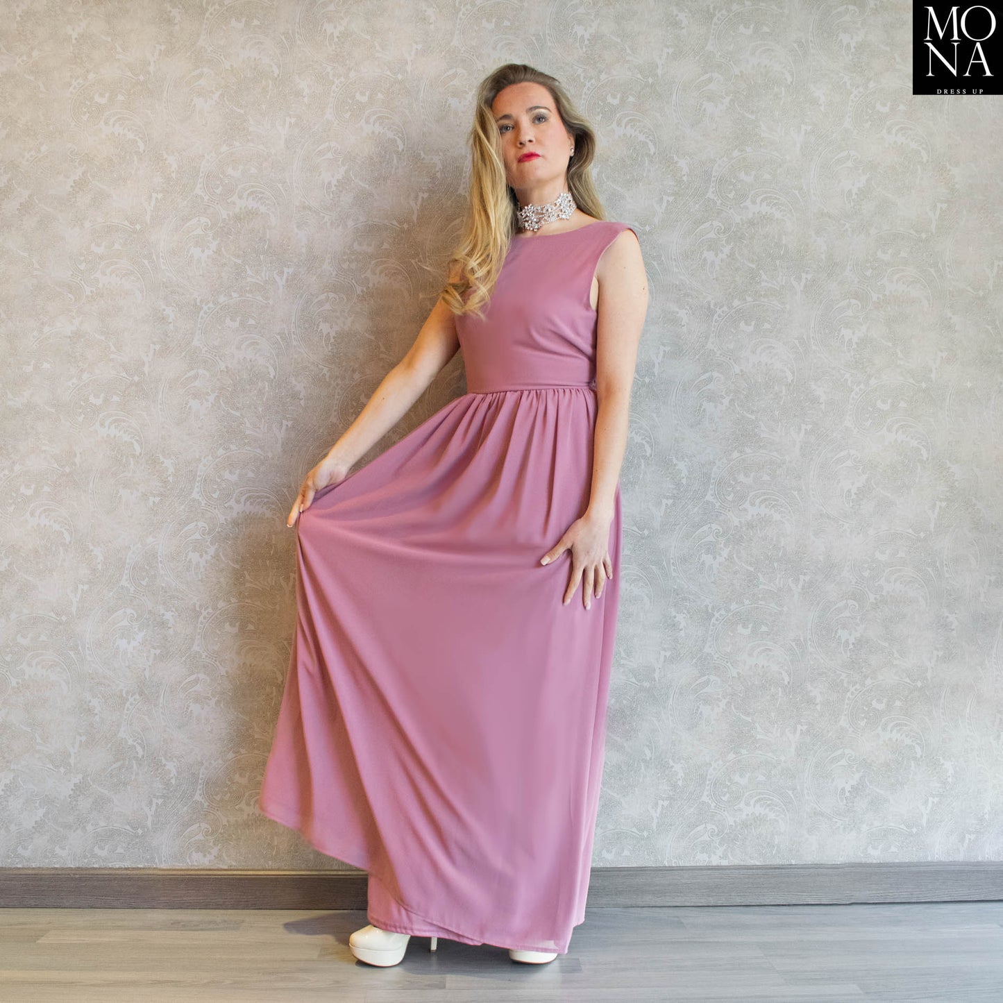 VESTIDO LARGO ABRIL ROSA