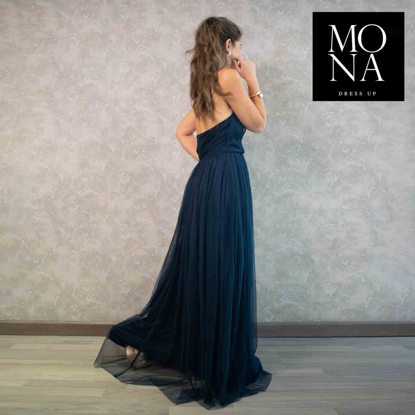 VESTIDO LARGO DORA AZUL MARINO