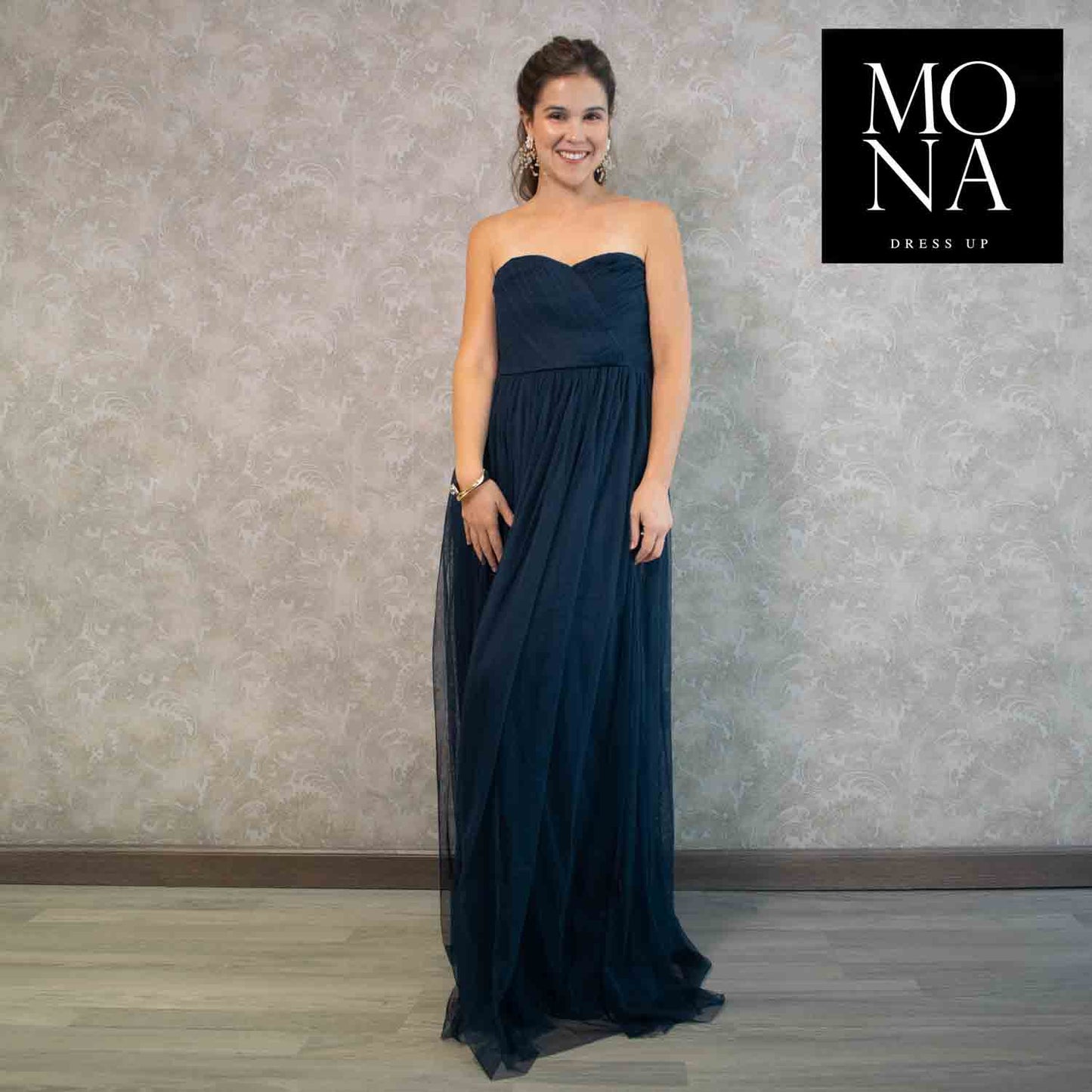 VESTIDO LARGO DORA AZUL MARINO