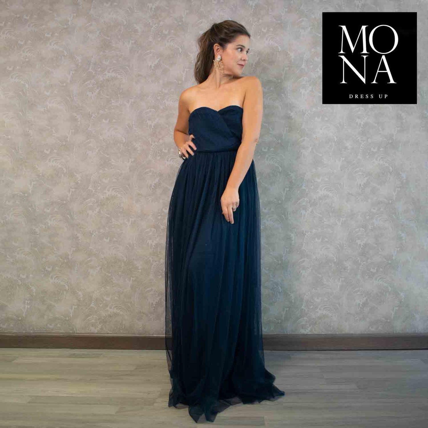 VESTIDO LARGO DORA AZUL MARINO