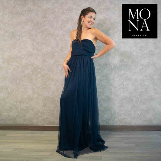 VESTIDO LARGO DORA AZUL MARINO