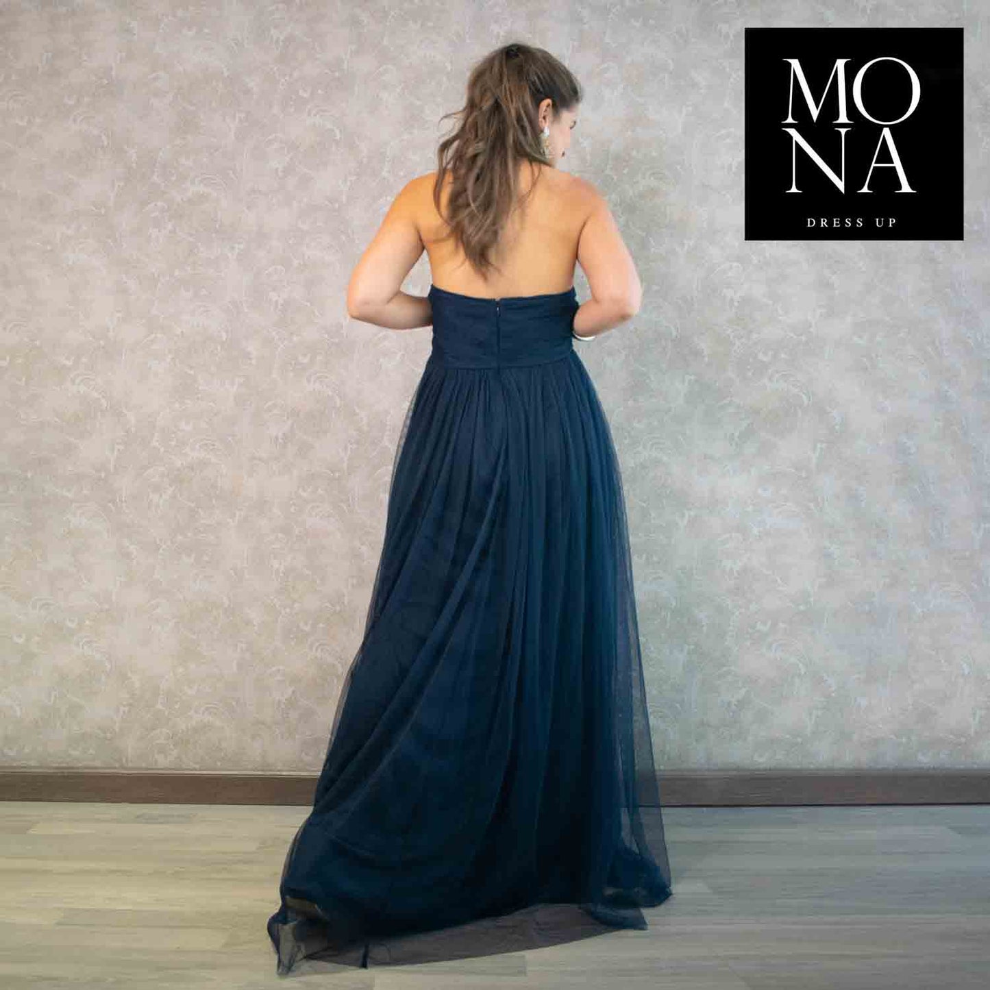 VESTIDO LARGO DORA AZUL MARINO