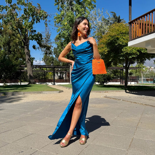 VESTIDO LARGO XIMENA TURQUESA