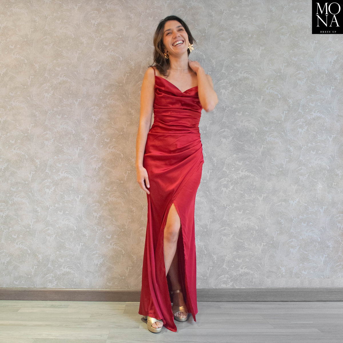 Vestido largo Ximena burdeo