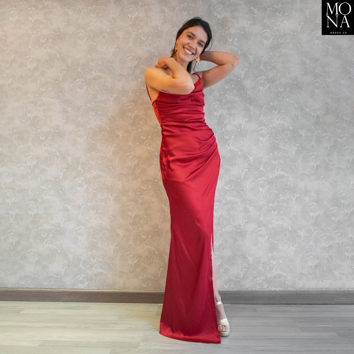 Vestido largo Ximena burdeo, foto 4 de 8