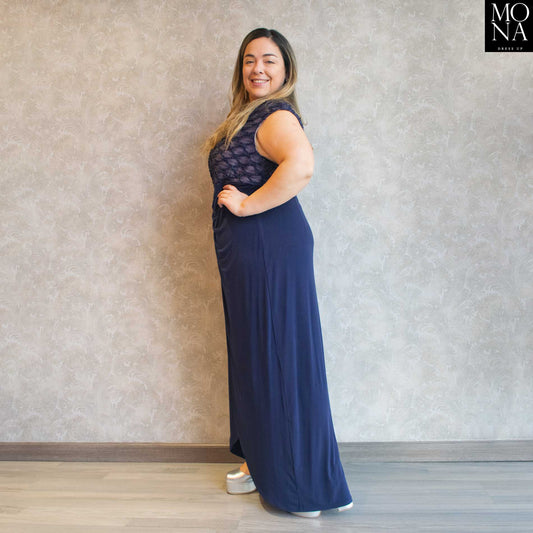 VESTIDO LARGO ADELA AZUL PROFUNDO