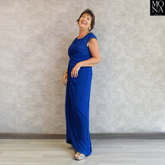 vestido largo azul azulino