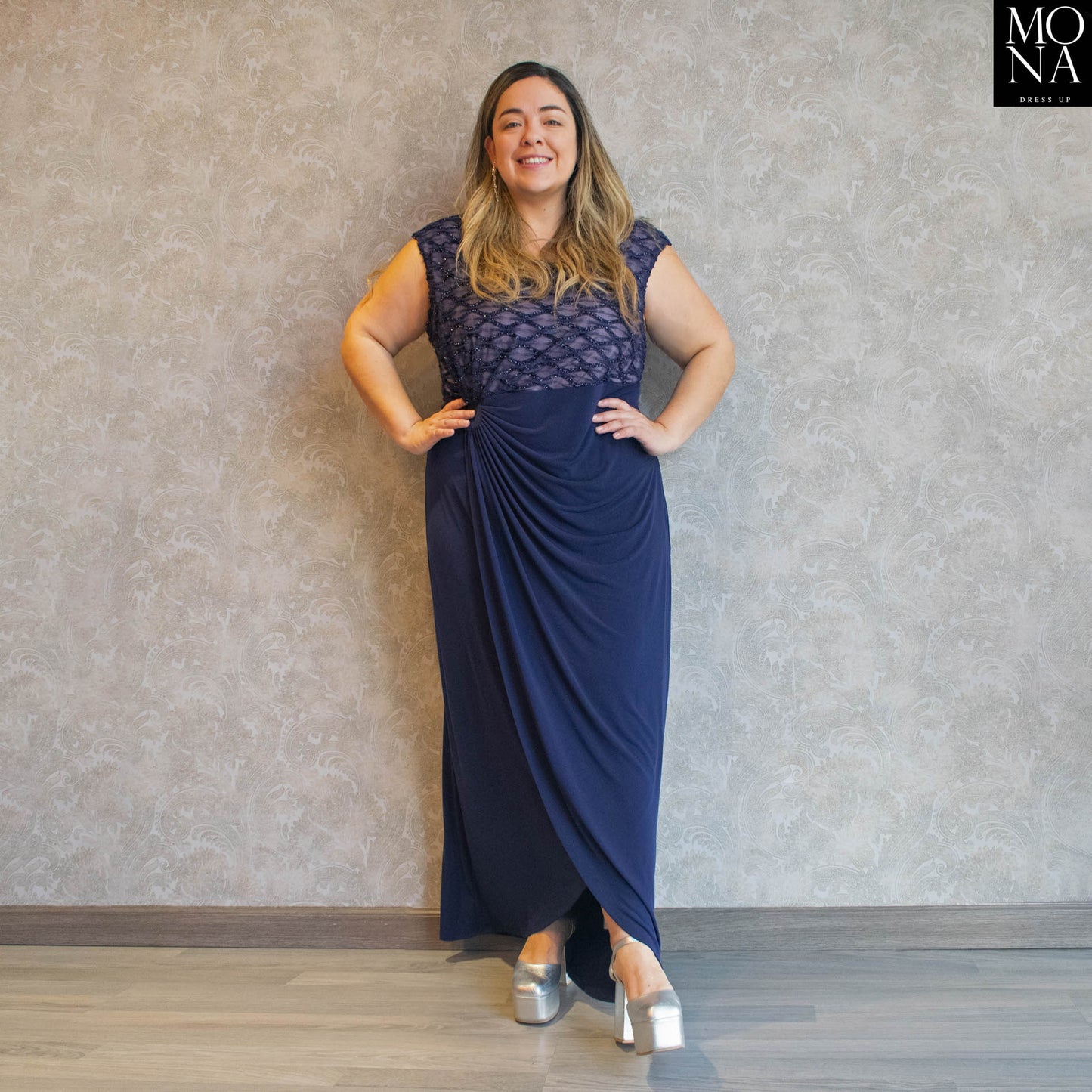 VESTIDO LARGO ADELA AZUL PROFUNDO
