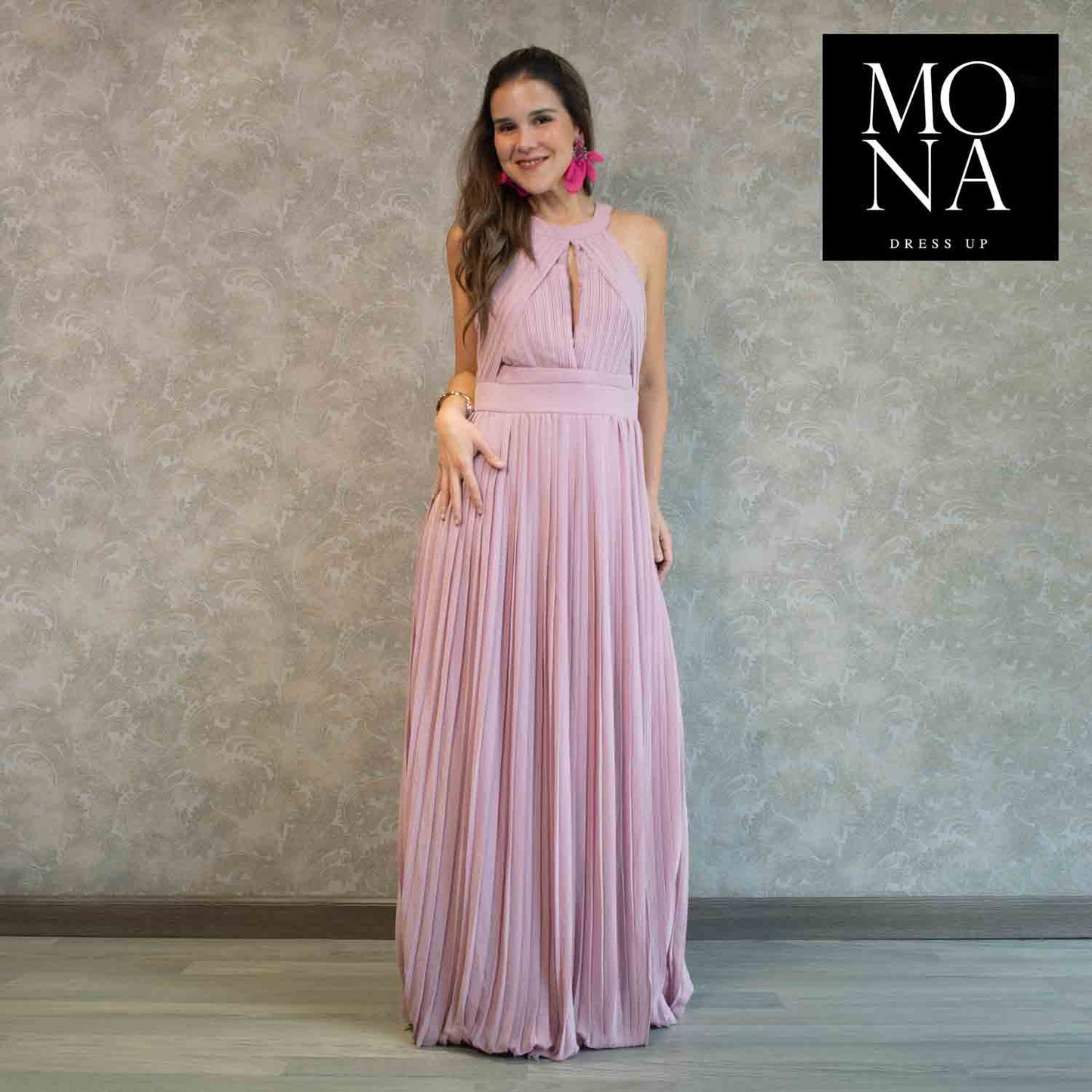 VESTIDO LARGO BRUNA PALO ROSA