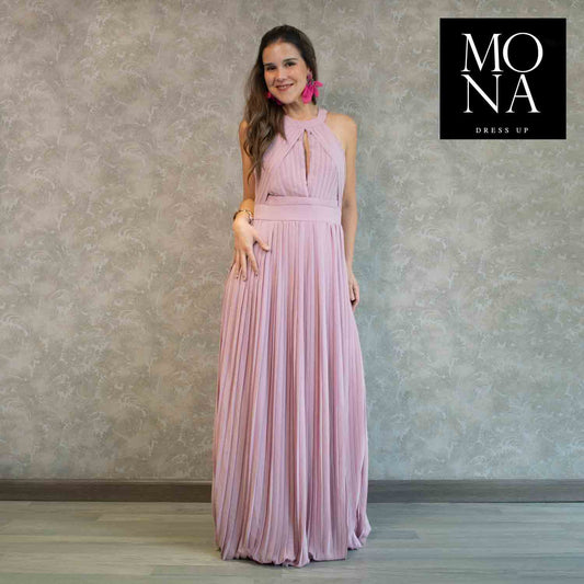 VESTIDO LARGO BRUNA PALO ROSA