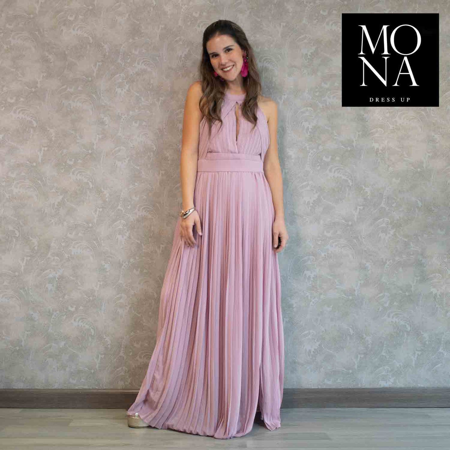 VESTIDO LARGO BRUNA PALO ROSA