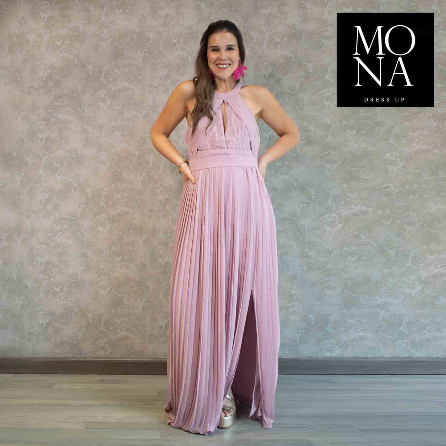 VESTIDO LARGO BRUNA PALO ROSA