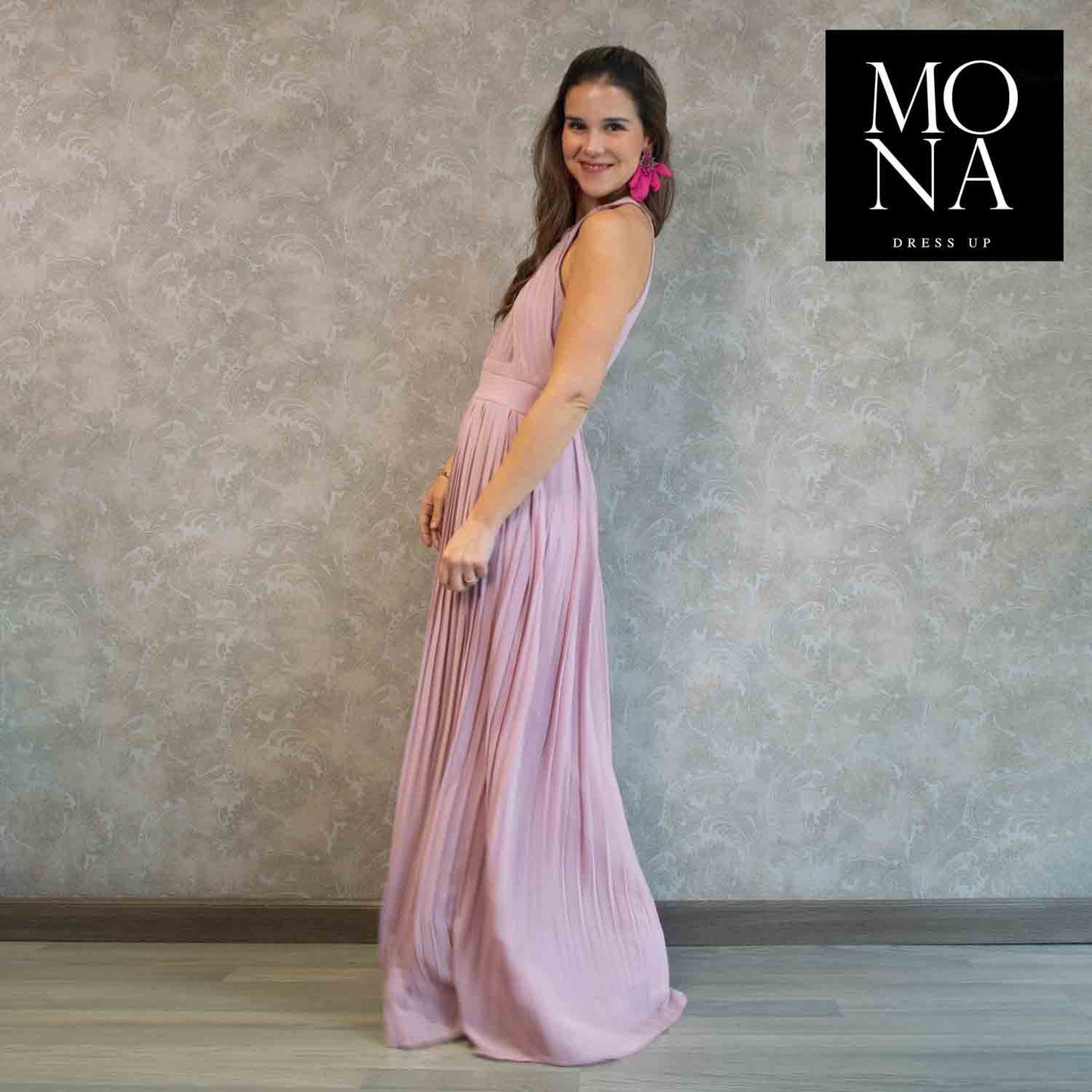 VESTIDO LARGO BRUNA PALO ROSA