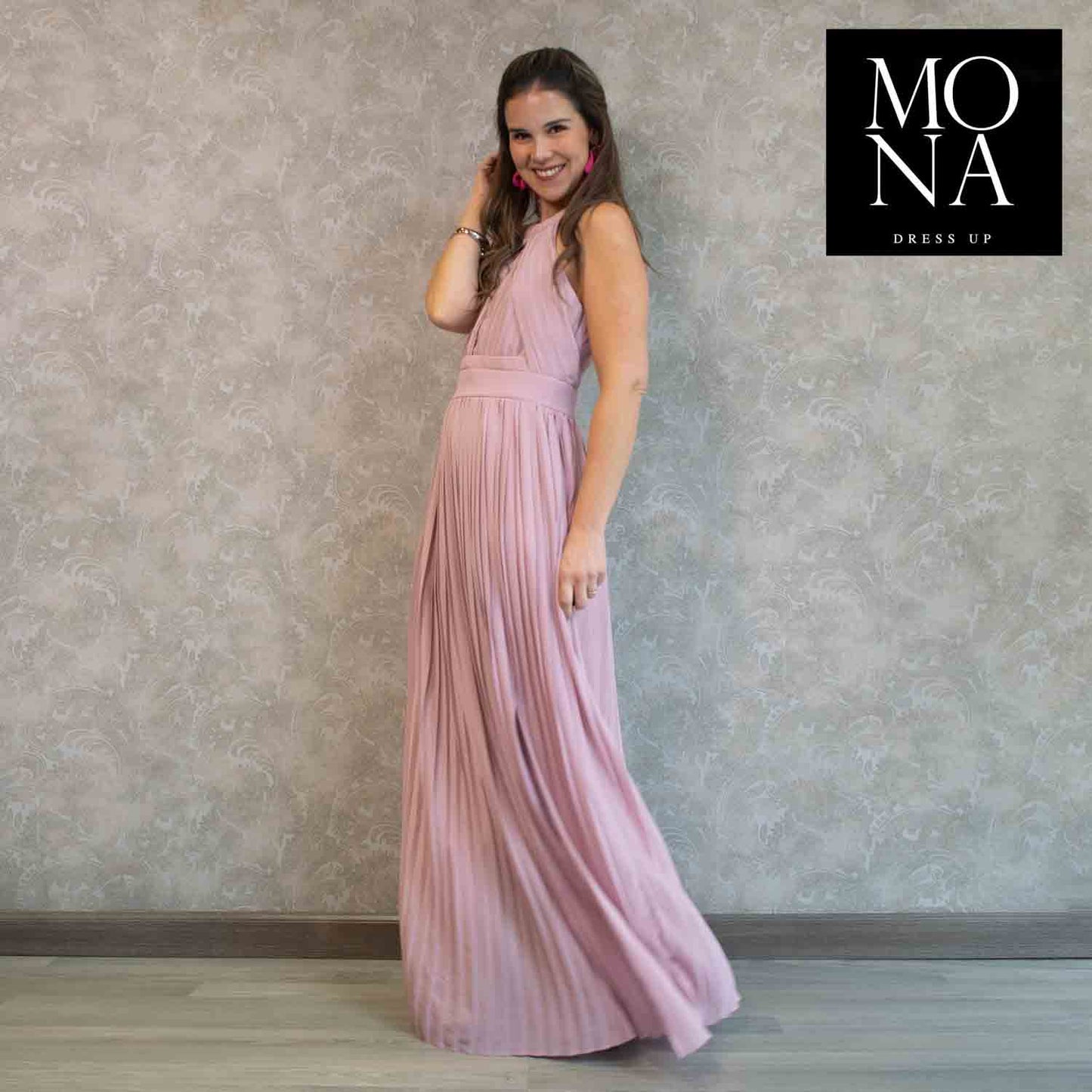 VESTIDO LARGO BRUNA PALO ROSA