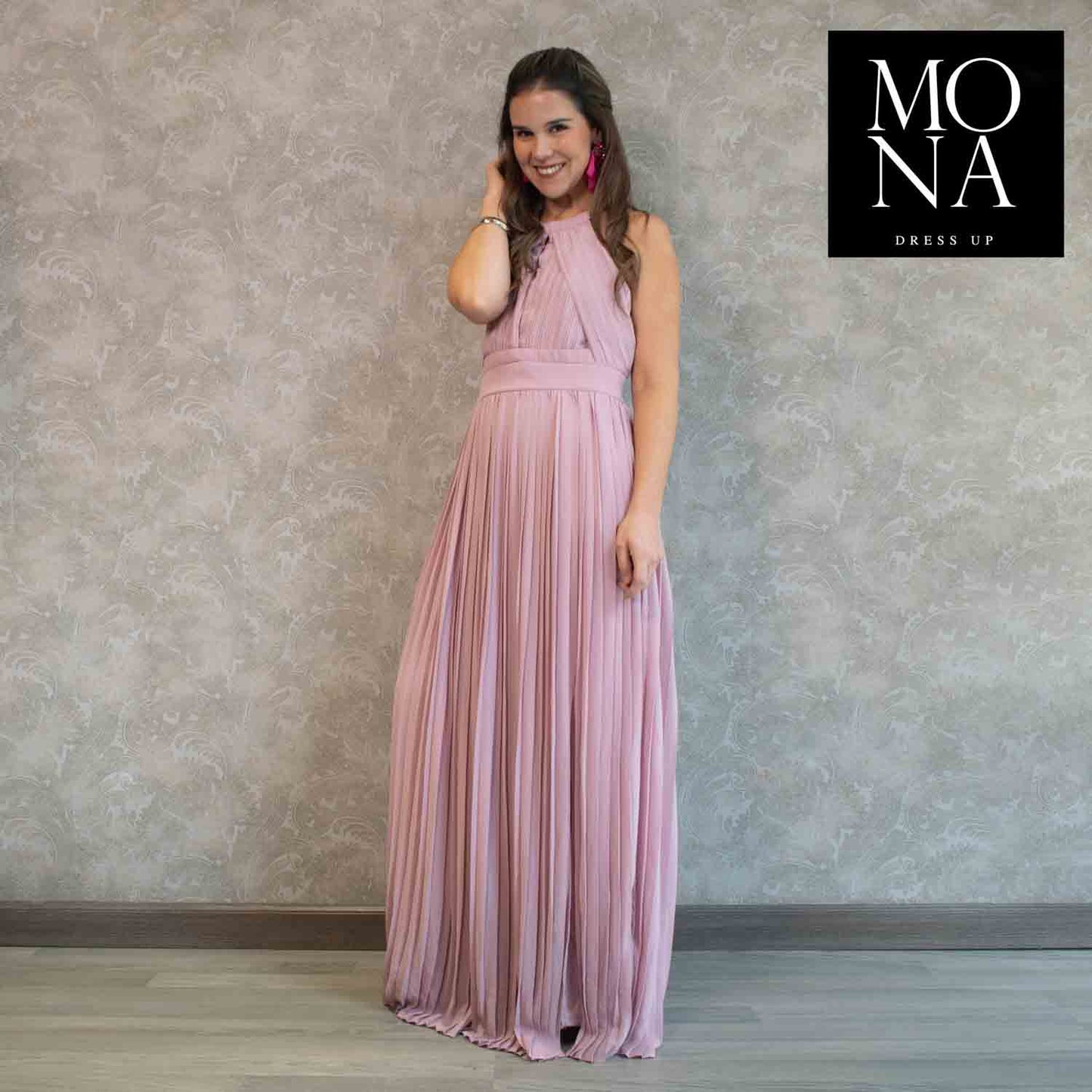 VESTIDO LARGO BRUNA PALO ROSA