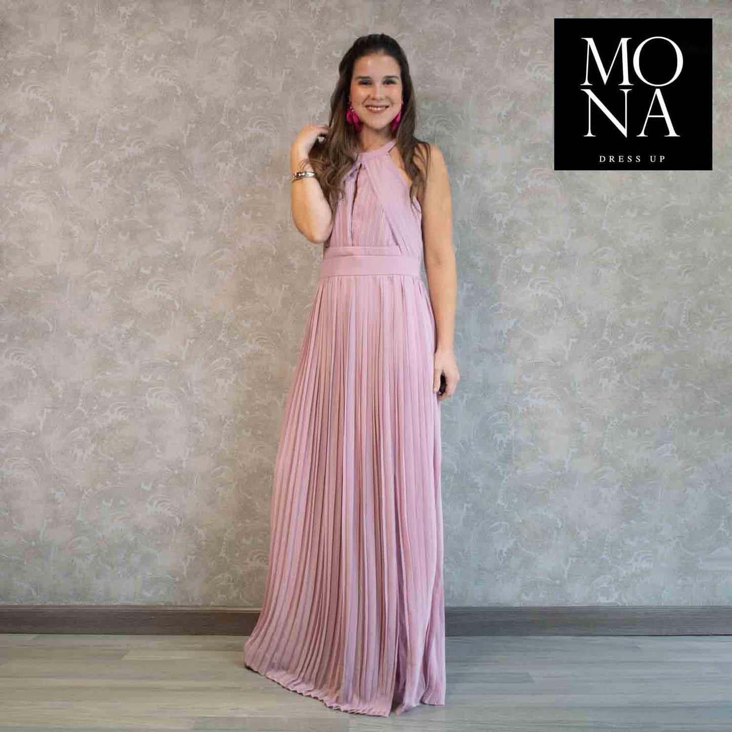 VESTIDO LARGO BRUNA PALO ROSA