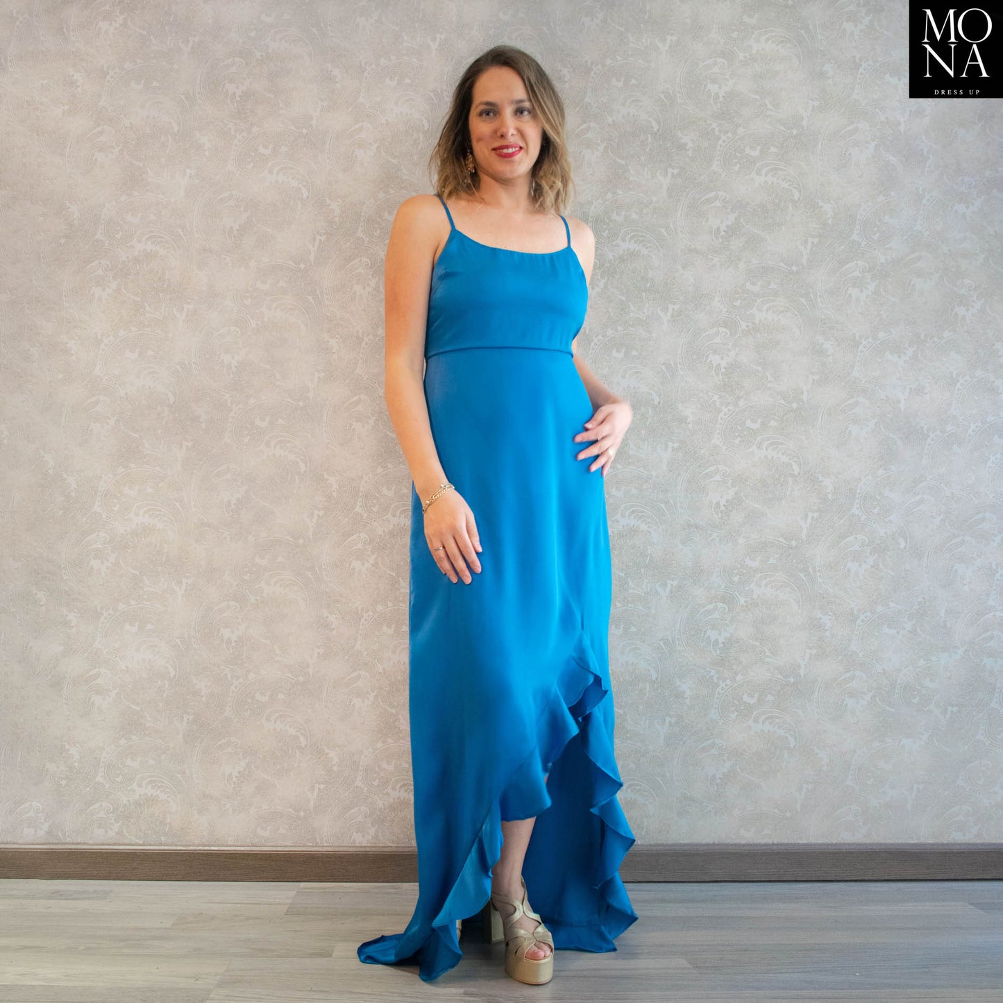 VESTIDO LARGO FERNANDA TURQUESA