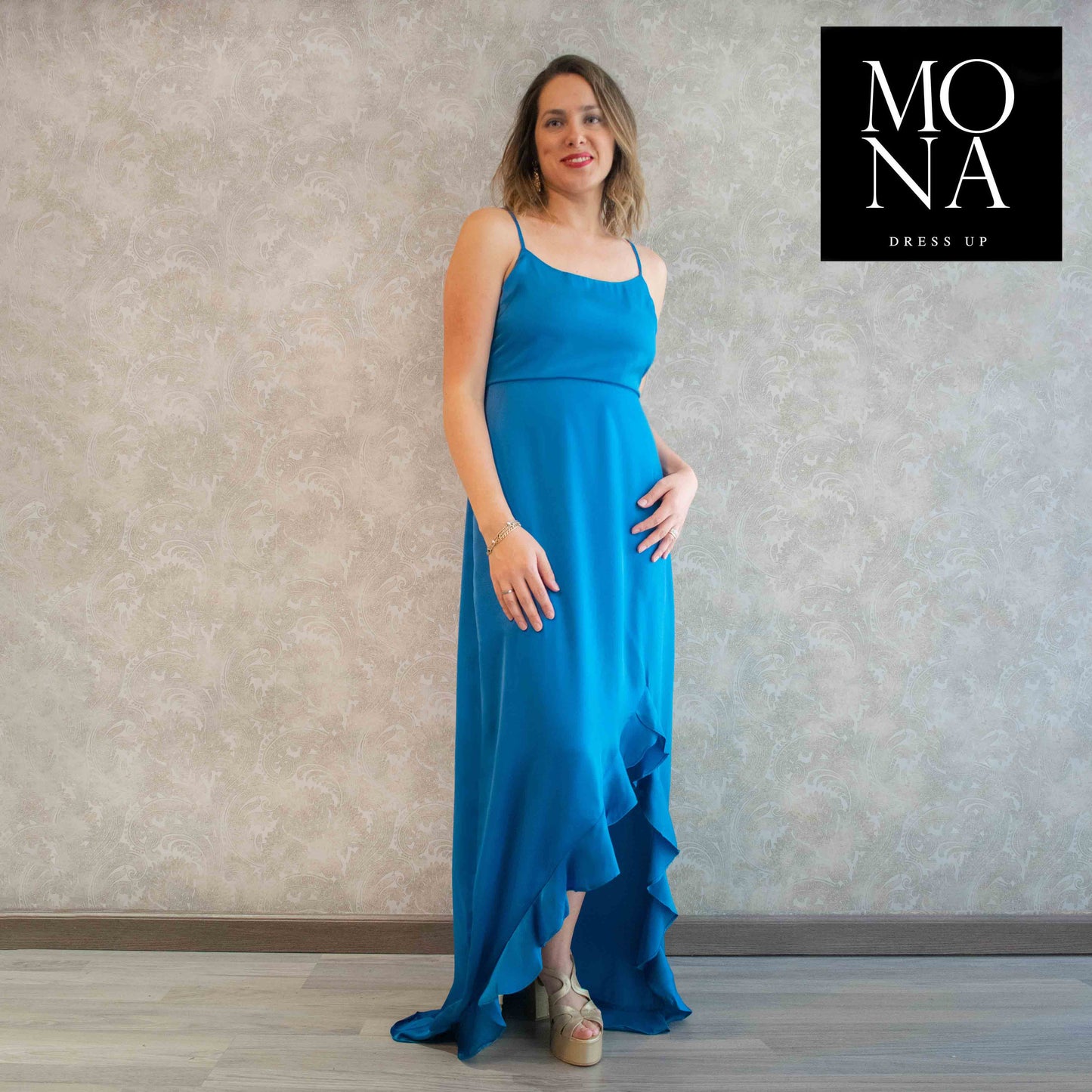 VESTIDO LARGO FERNANDA TURQUESA