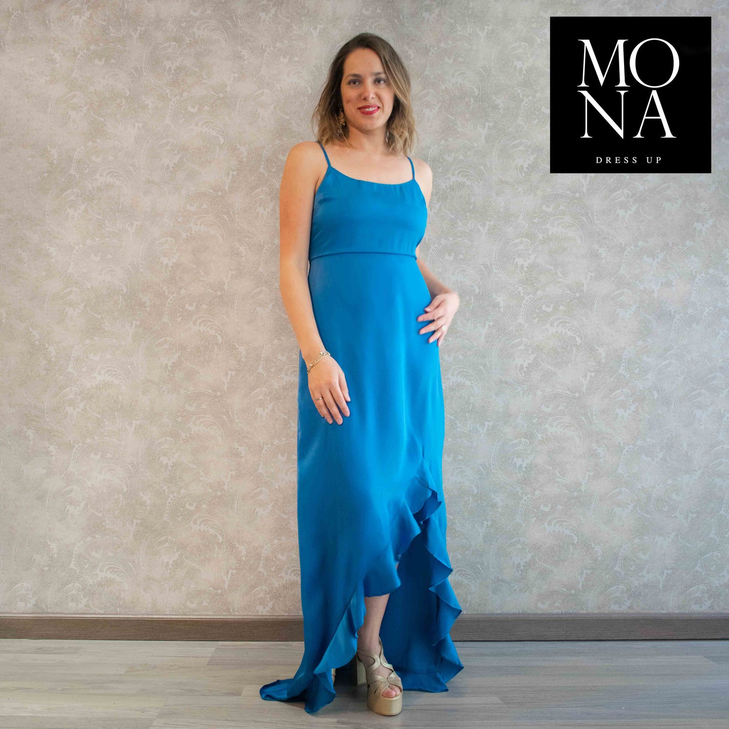 VESTIDO LARGO FERNANDA TURQUESA