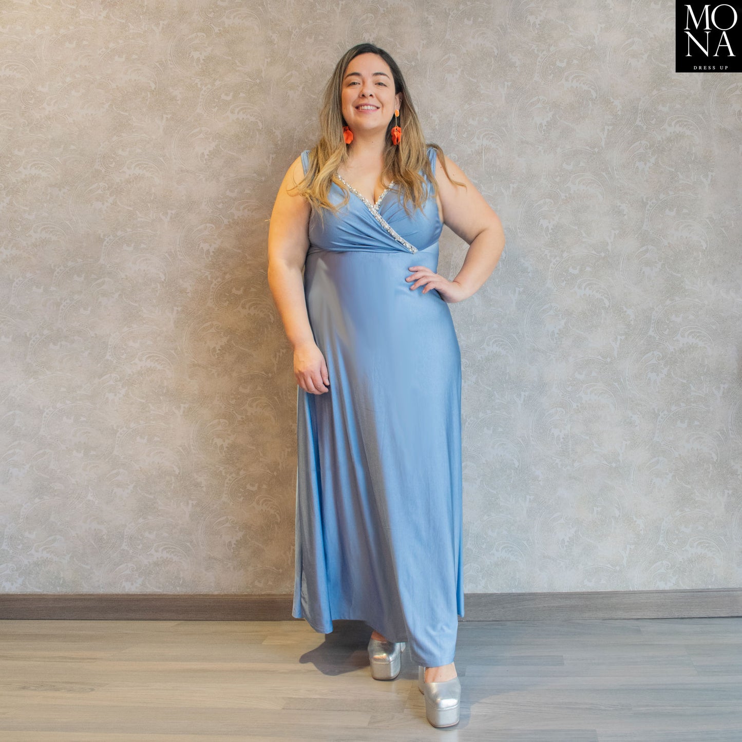 VESTIDO LARGO MARILU CELESTE