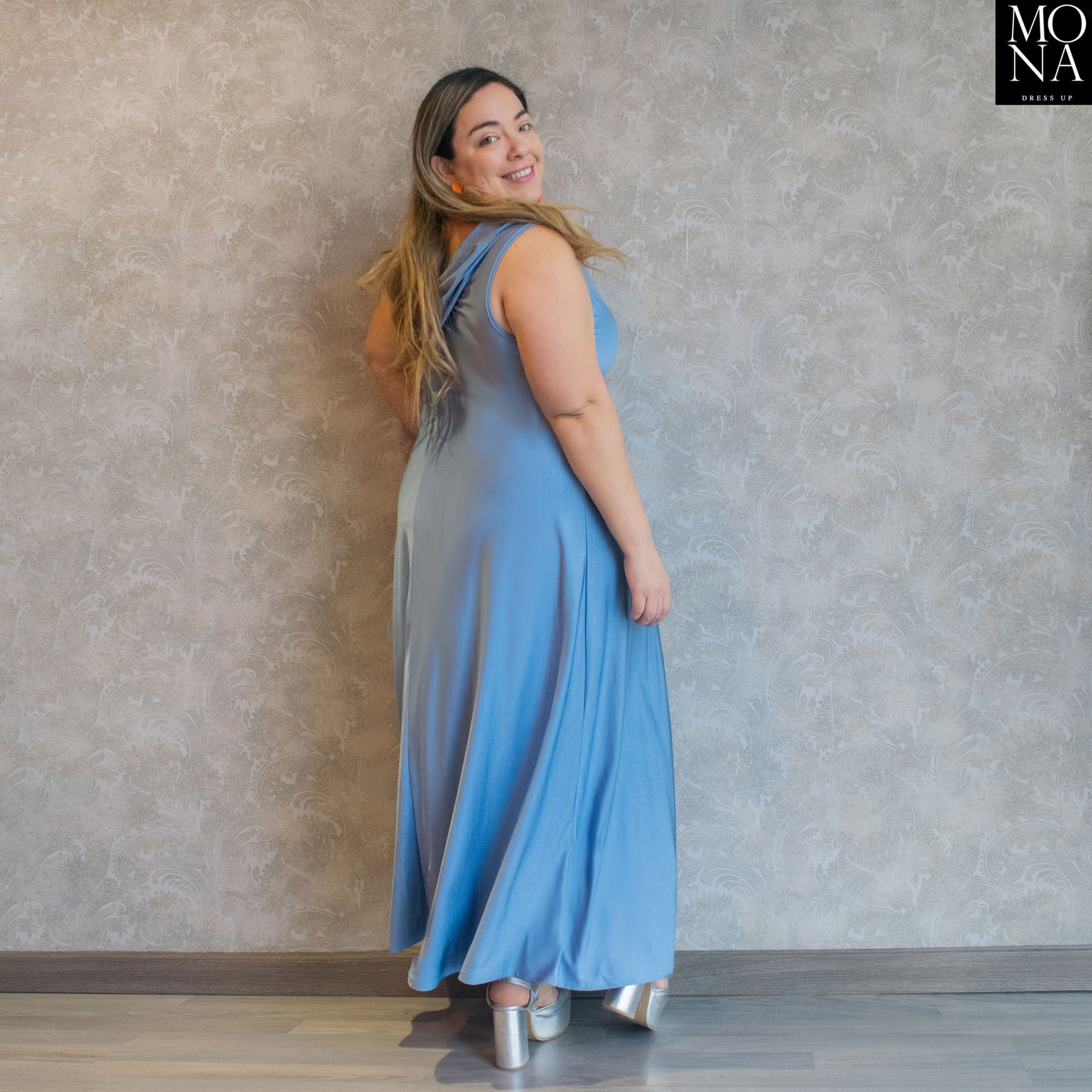 VESTIDO LARGO MARILU CELESTE