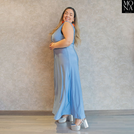 VESTIDO LARGO MARILU CELESTE