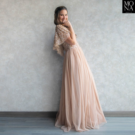 VESTIDO LARGO BEGOÑA TOSTADO