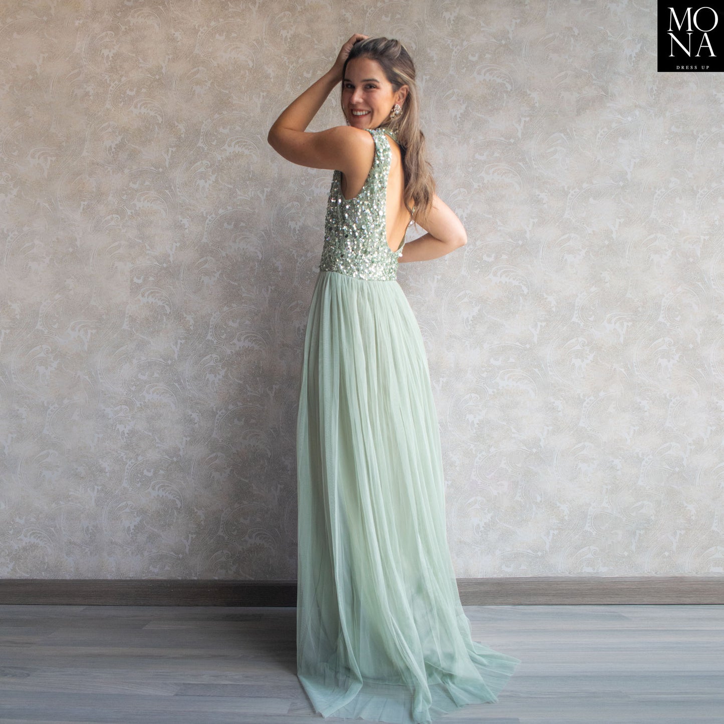 VESTIDO LARGO ARANZAZU VERDE AGUA