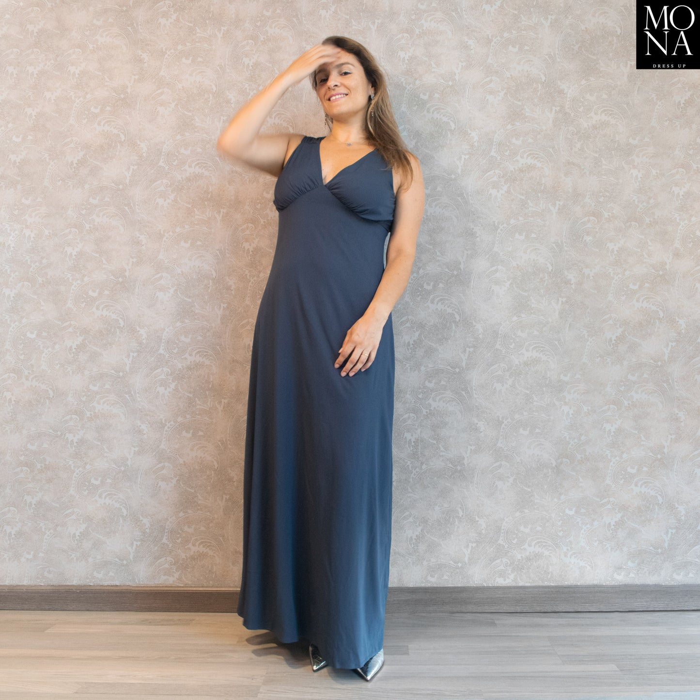 VESTIDO LARGO MACARENA AZUL