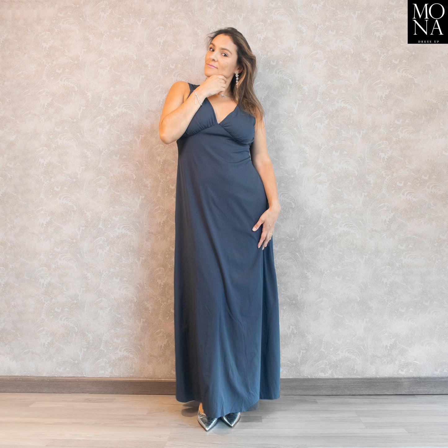 VESTIDO LARGO MACARENA AZUL