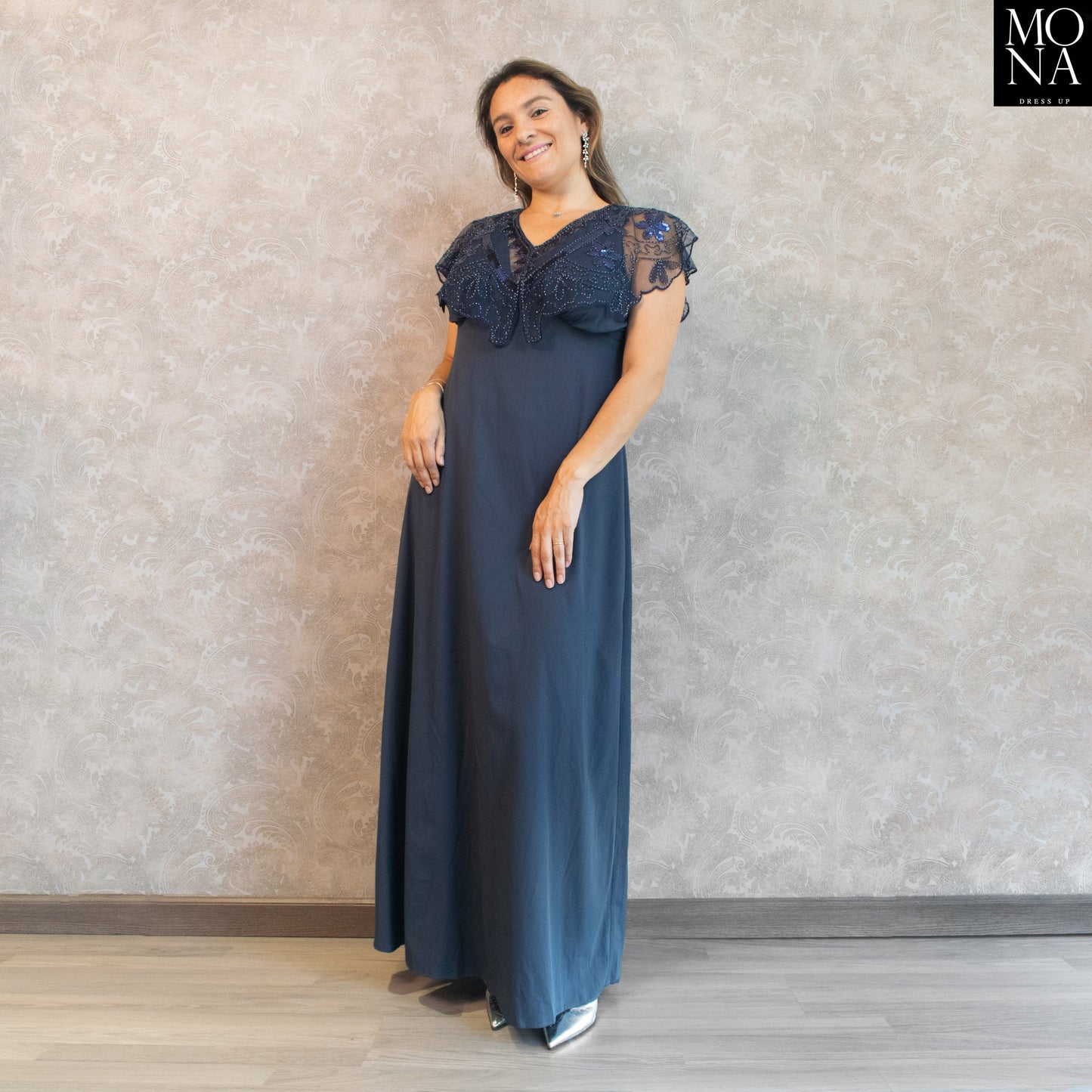 VESTIDO LARGO MACARENA AZUL