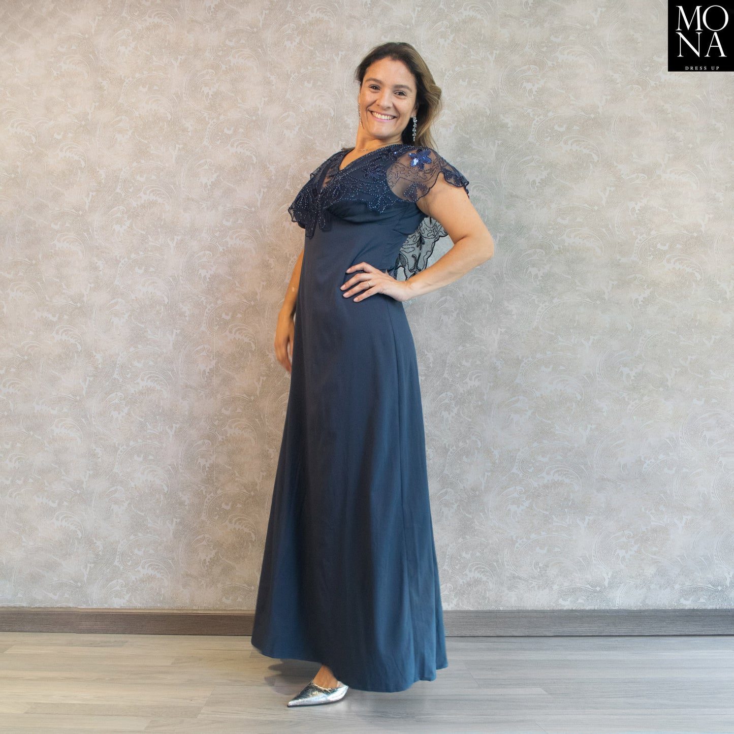 VESTIDO LARGO MACARENA AZUL