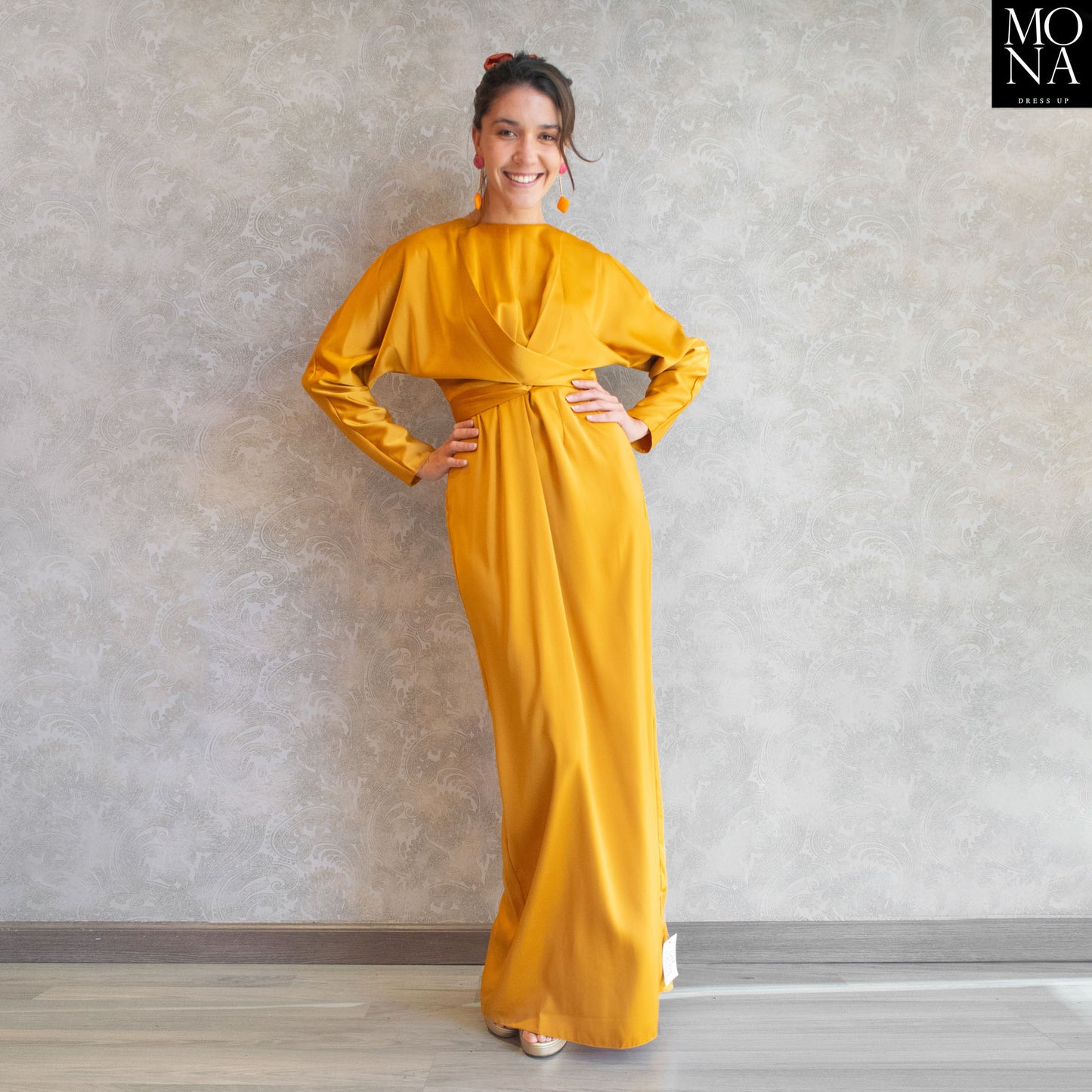 VESTIDO LARGO DOMINICA MOSTAZA