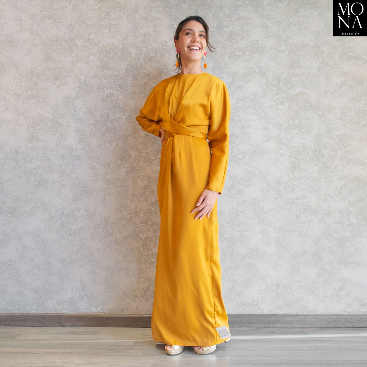 VESTIDO LARGO DOMINICA MOSTAZA