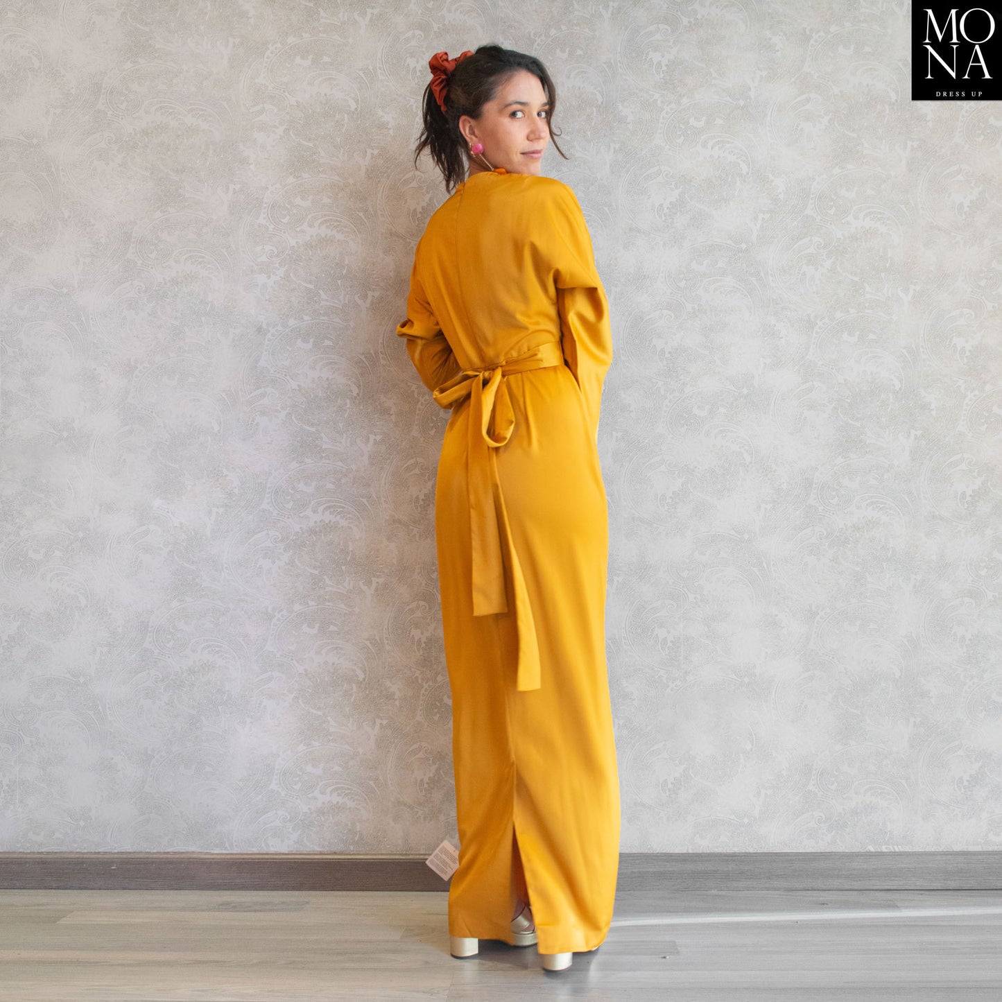 VESTIDO LARGO DOMINICA MOSTAZA