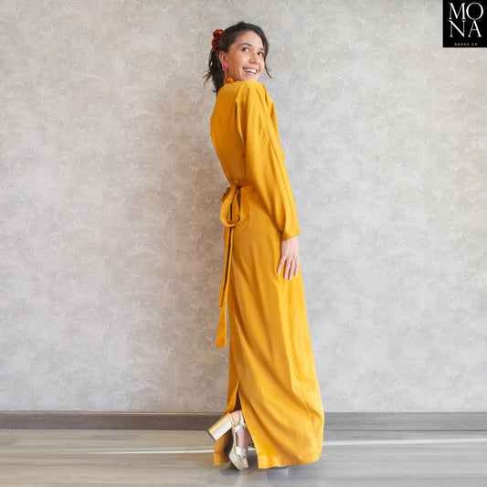 VESTIDO LARGO DOMINICA MOSTAZA