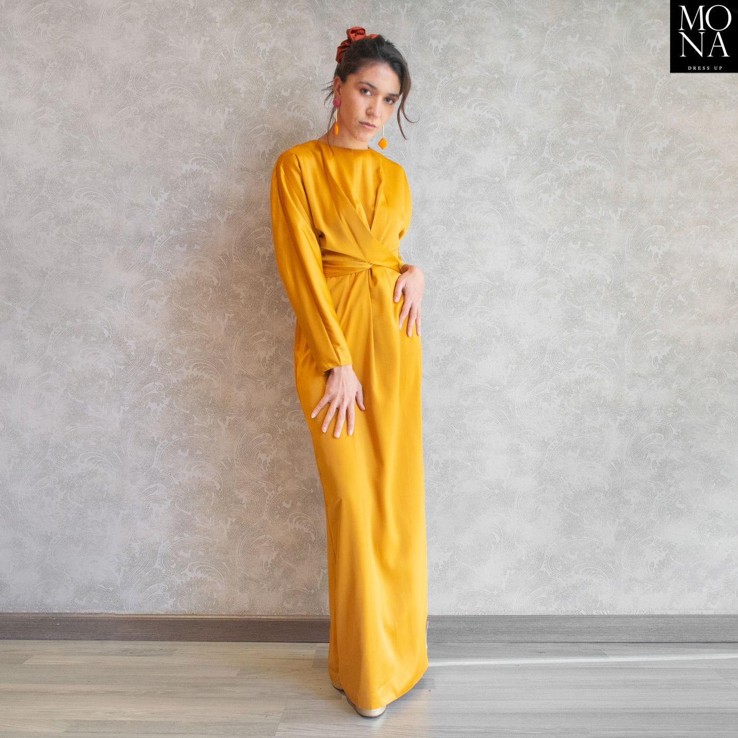 VESTIDO LARGO DOMINICA MOSTAZA