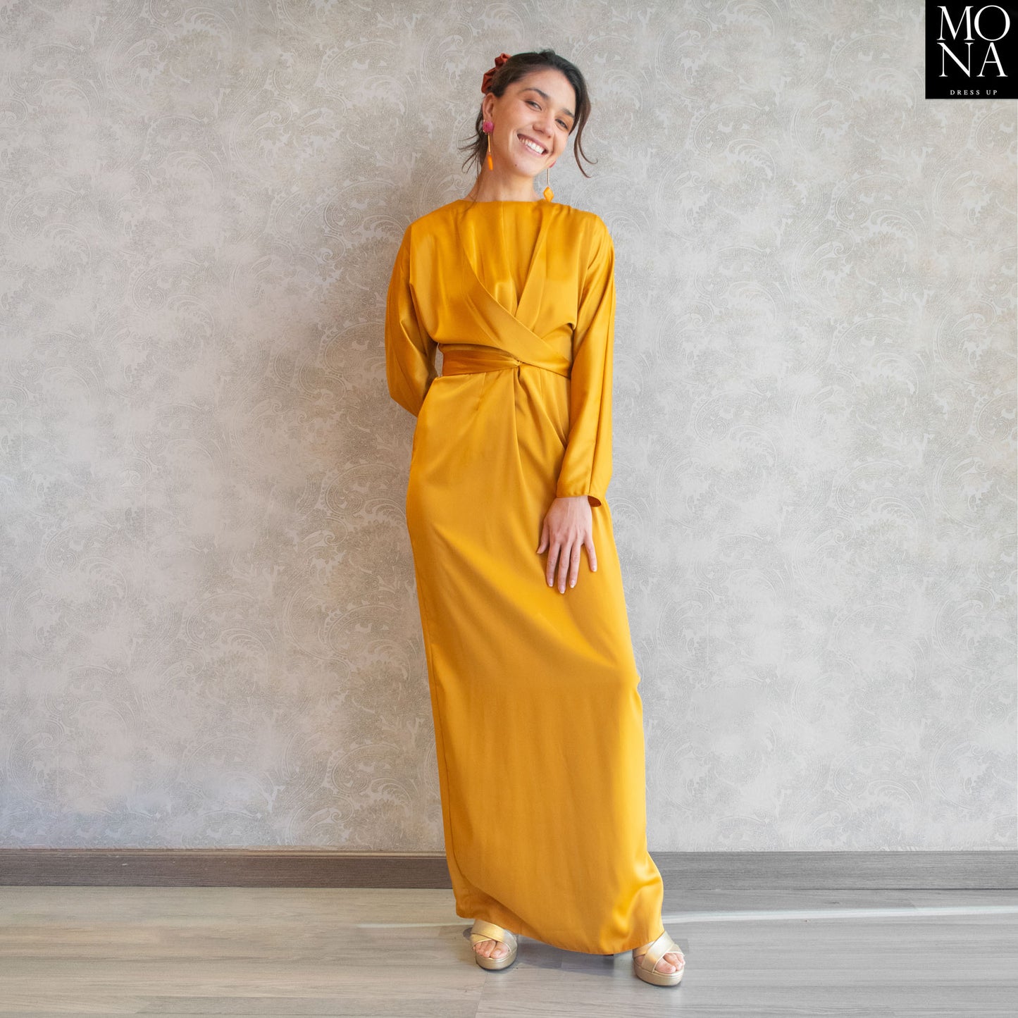 VESTIDO LARGO DOMINICA MOSTAZA