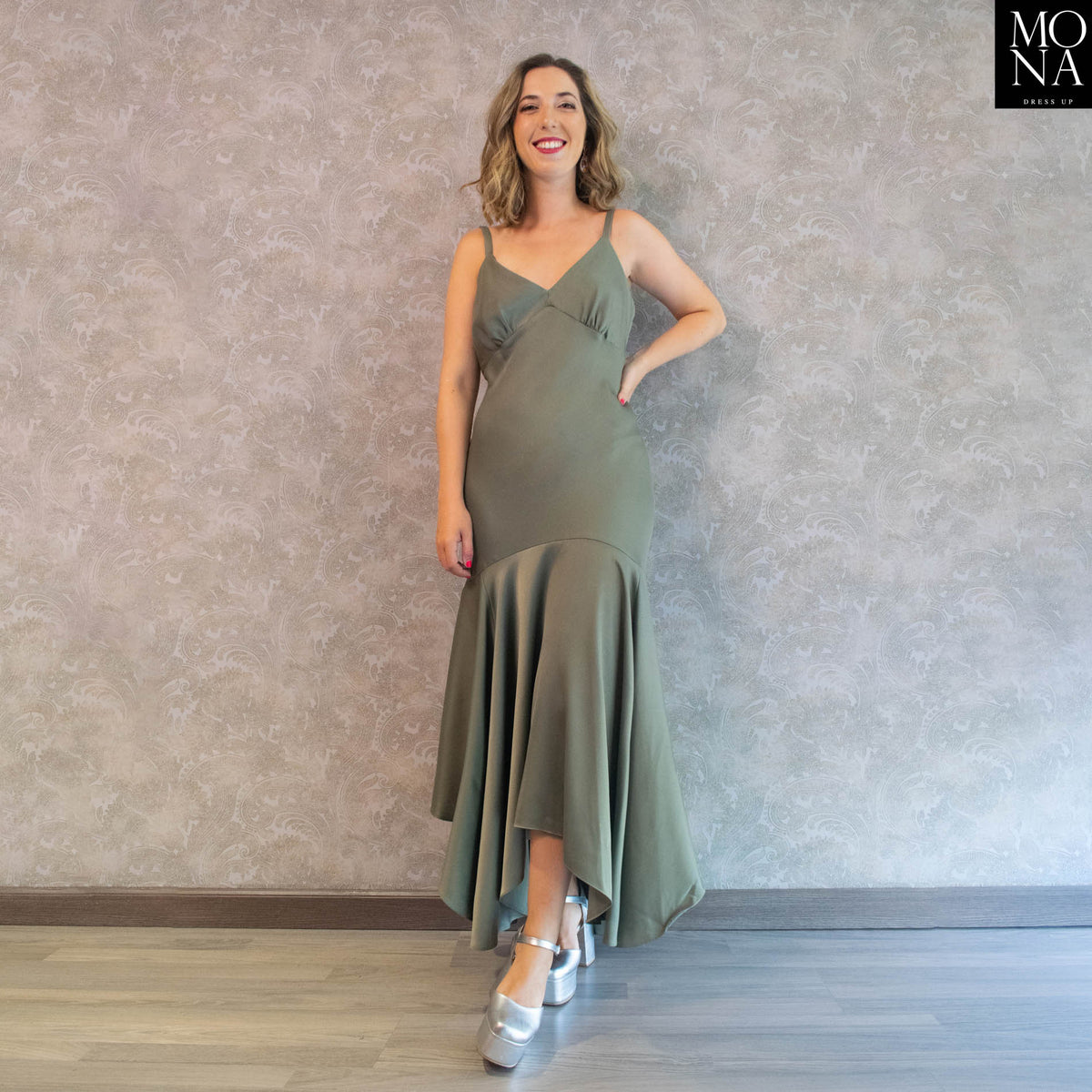 Vestido largo Lola verde oliva, foto 3 de 6