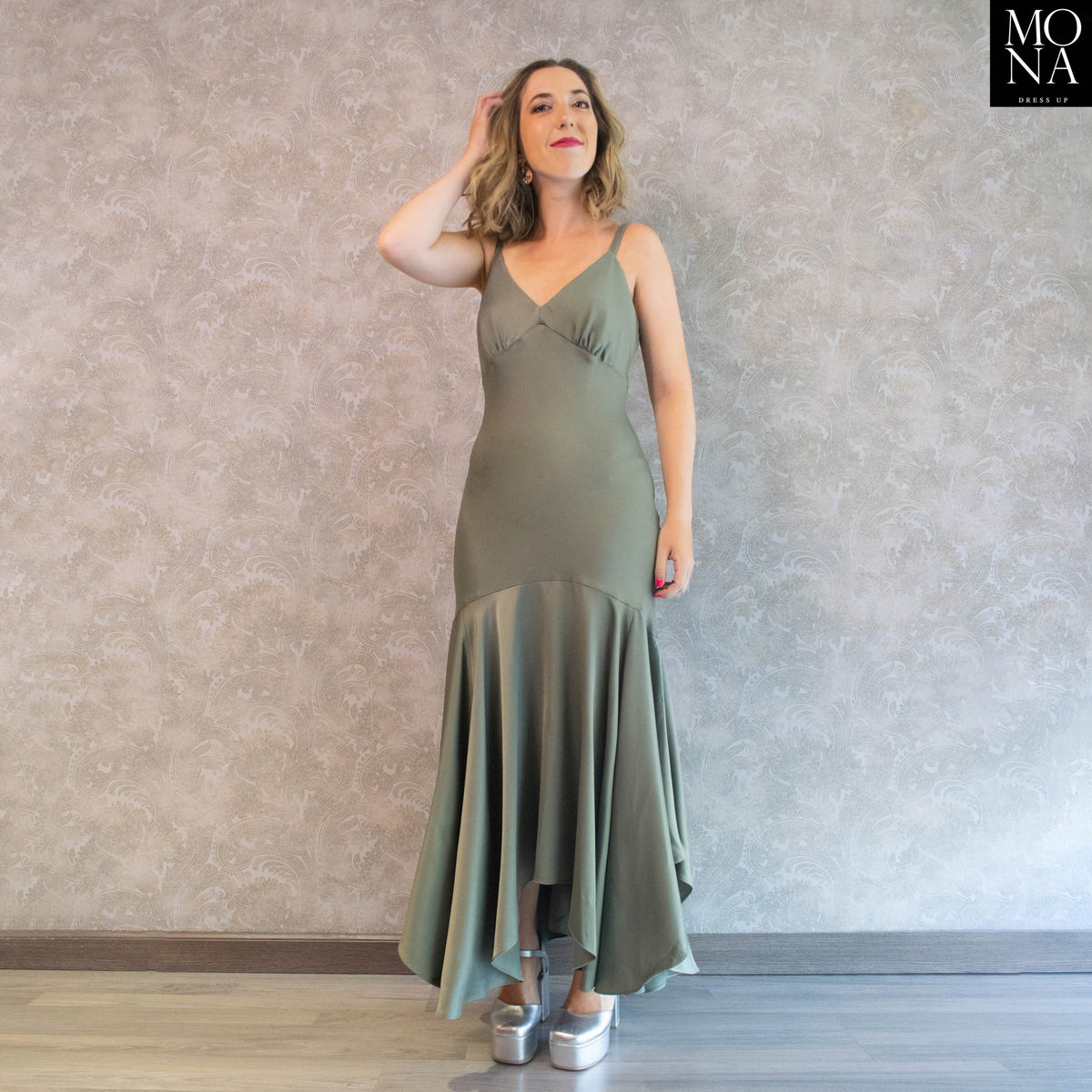 Vestido largo Lola verde oliva, foto 4 de 6