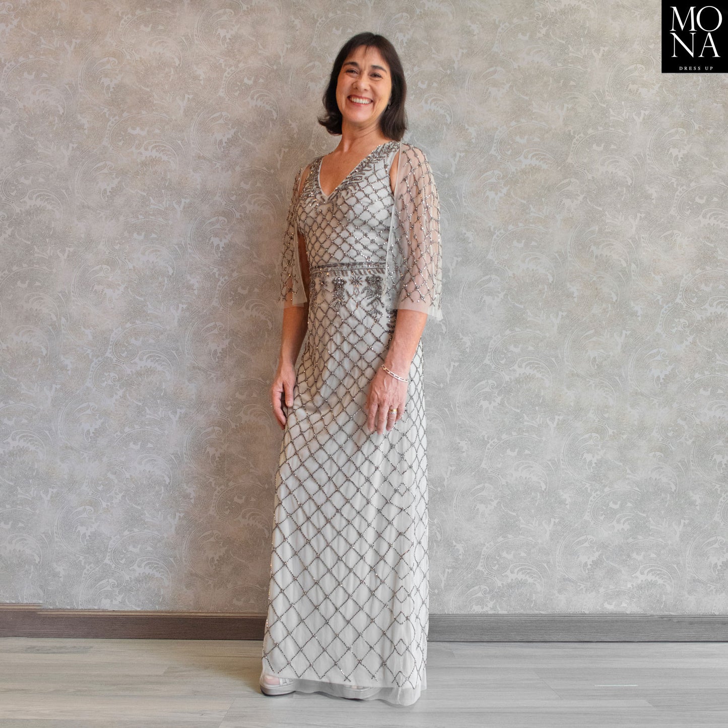 VESTIDO LARGO ALDANA GRIS