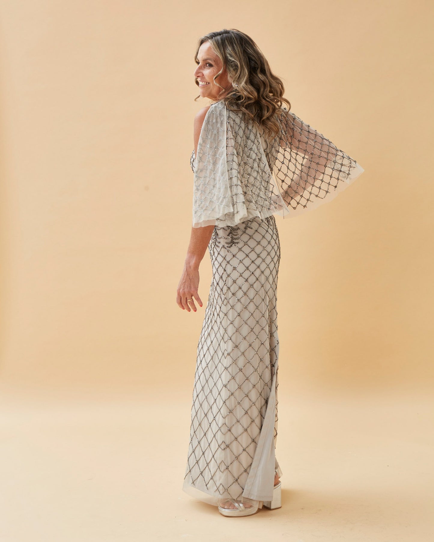 VESTIDO LARGO ALDANA GRIS