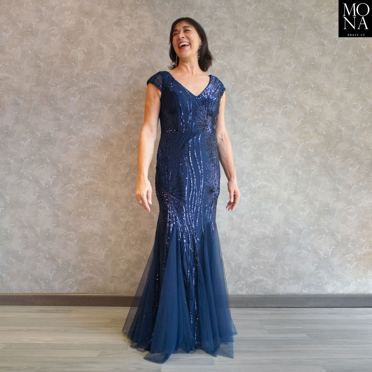 VESTIDO LARGO PAULA AZUL MARINO