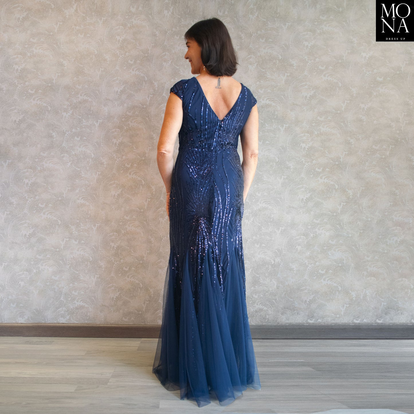 VESTIDO LARGO PAULA AZUL MARINO