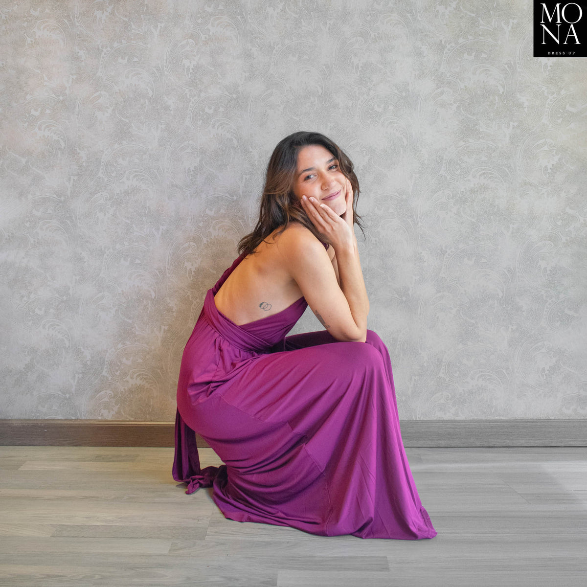 Vestido largo Estela morado, foto 2 de 9