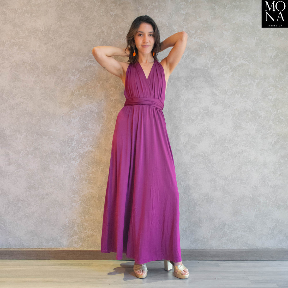Vestido largo Estela morado, foto 3 de 9