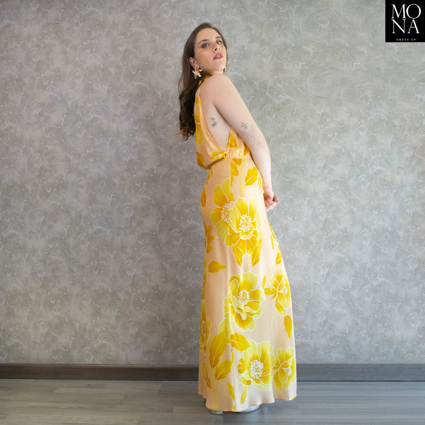 VESTIDO LARGO AZUCENA AMARILLO